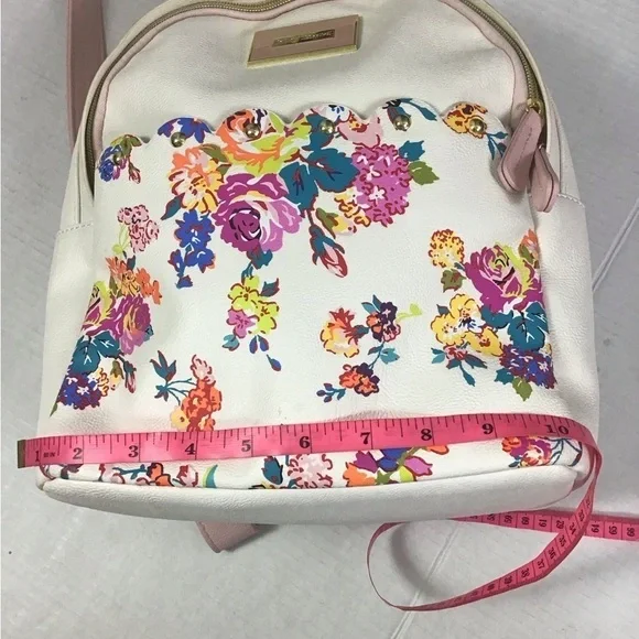 BETSEY JOHNSON BACKPACK BONE BLUSH PINK FLORAL Bag Faux Leather - Picture 5 of 11